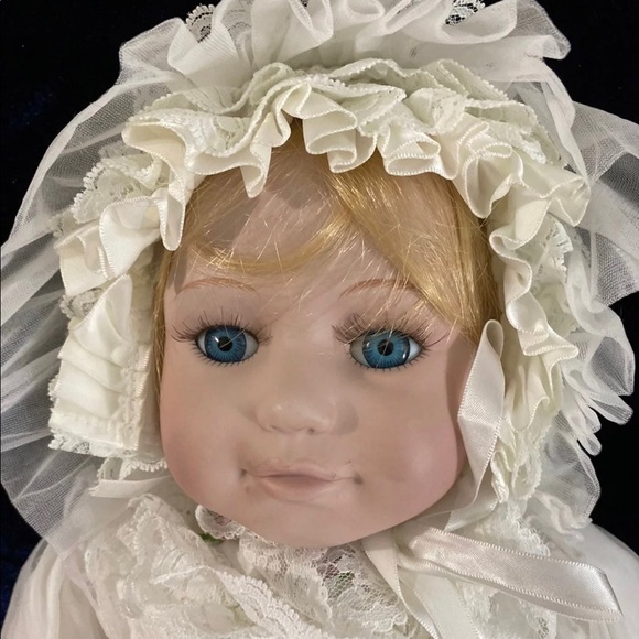 Vintage 1980’s Bradley’s Doll Casey in Christening Dress - Picture 1 of 2